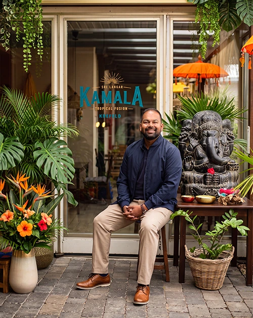 Kamala Restaurant owner Portrait Sri-Lankan tropical fusion vegan